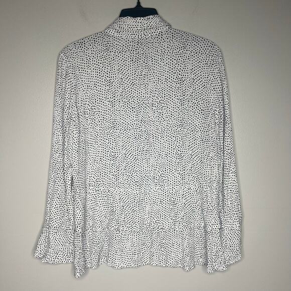 Habitat Clothes to Live In White Black Polka Dot Button Up Blouse Ruffles Sz S - Picture 6 of 10